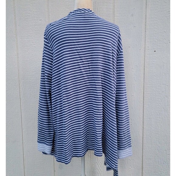 Fresh Produce Blue White Stripe Open Front Cardigan Sweater Long Sleeve Size XL - Picture 2 of 4